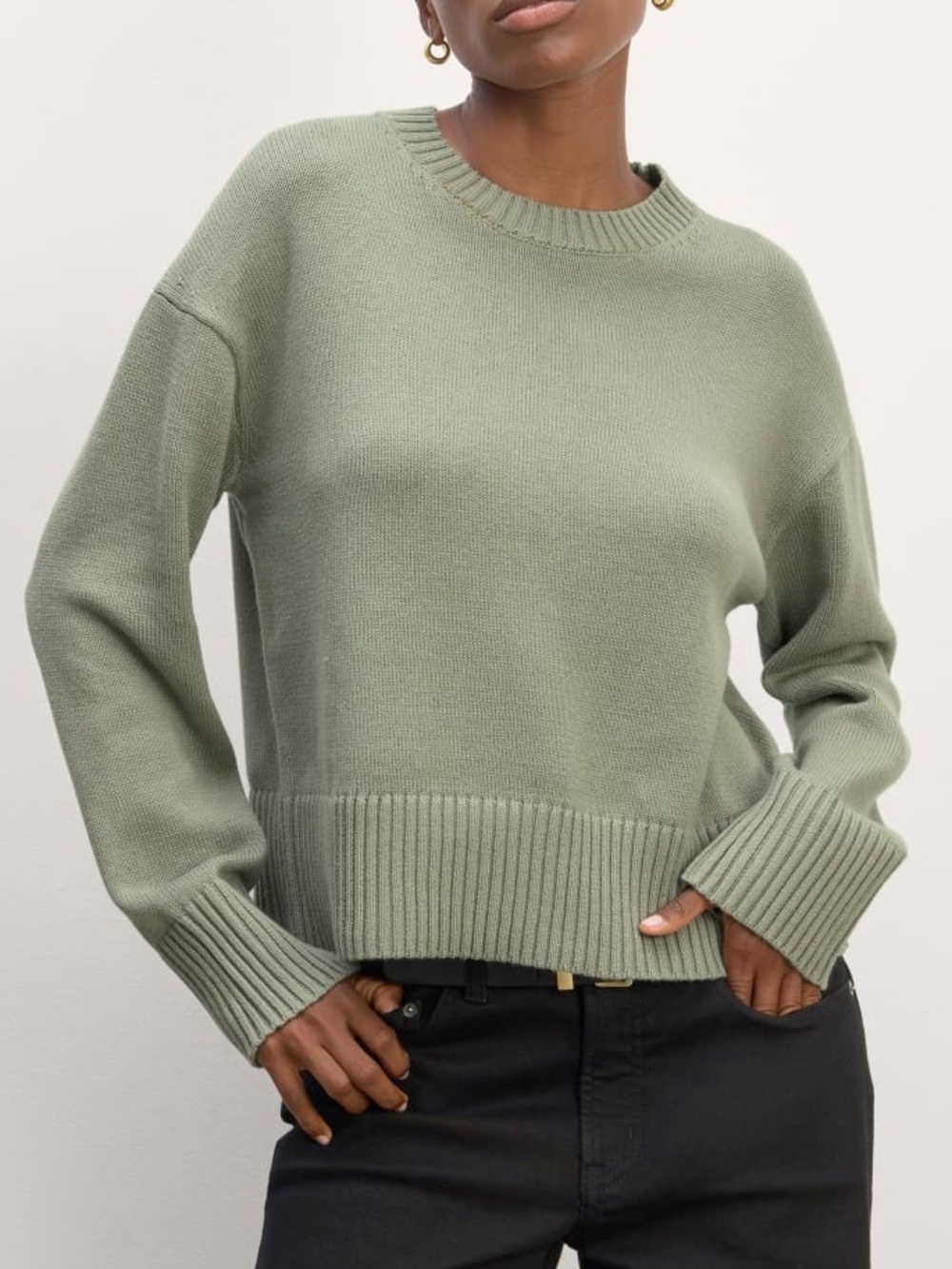 Everlane boxy organic cotton sweater, sage green, small, EUC